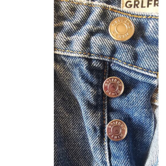 GRLFRND JEANS The Karolina High Rise Distressed Straight Crop Denim Jeans Sz 28 - Picture 7 of 11